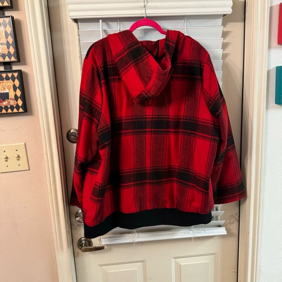 Old Navy 3x Red Hooded Plaid Jacket - Picture 4 of 9